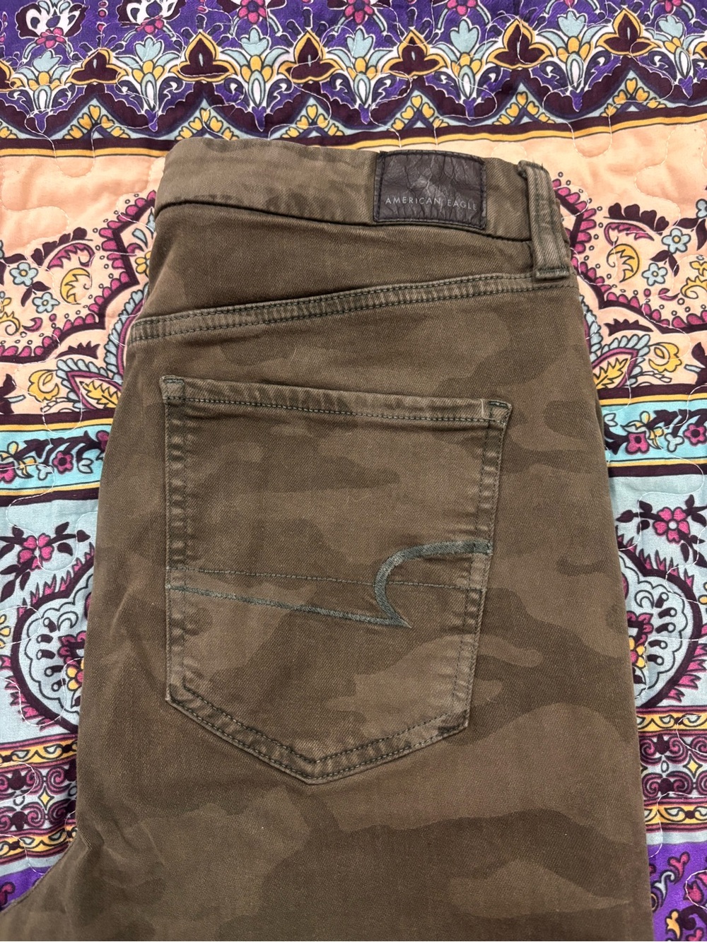 American Eagle Outfitters Womens Olive Brown Camo Slim Jeans